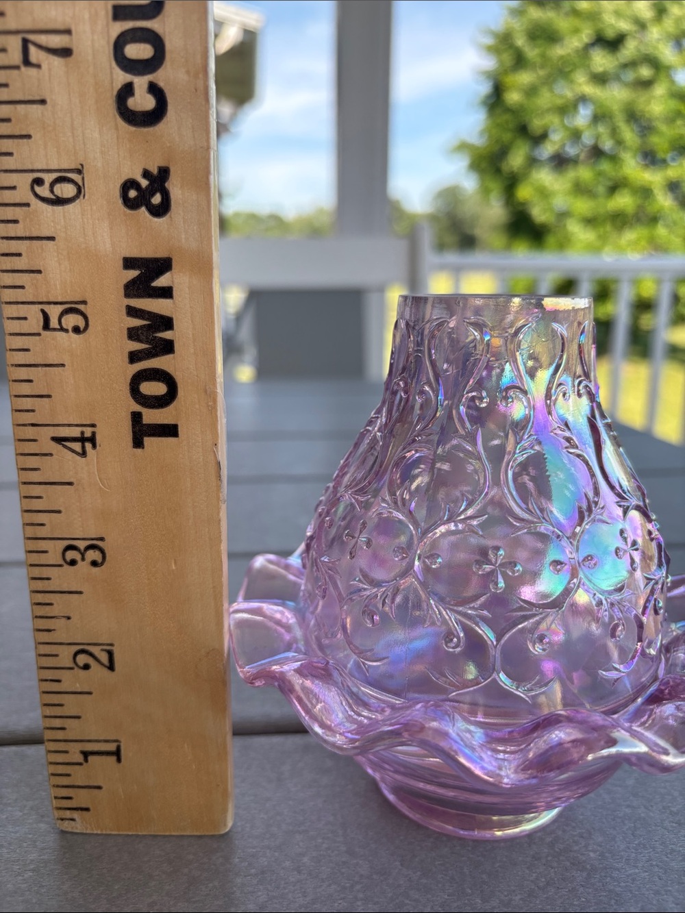 Fenton Pink Chiffon color Spanish lace design fairy lamp in perfect condition. - Picture 7 of 8